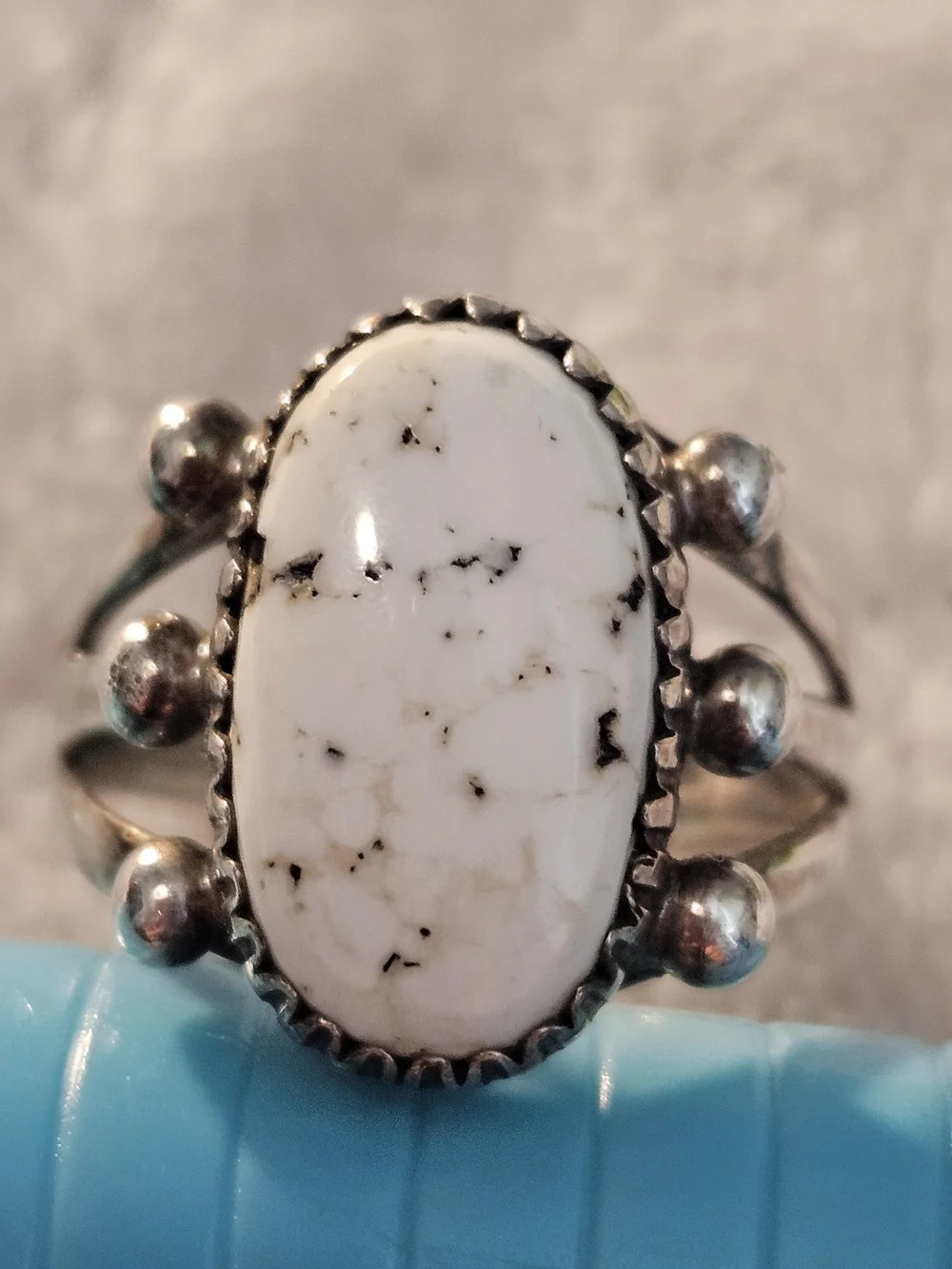 White Buffalo Turquoise Sterling Silver Ring